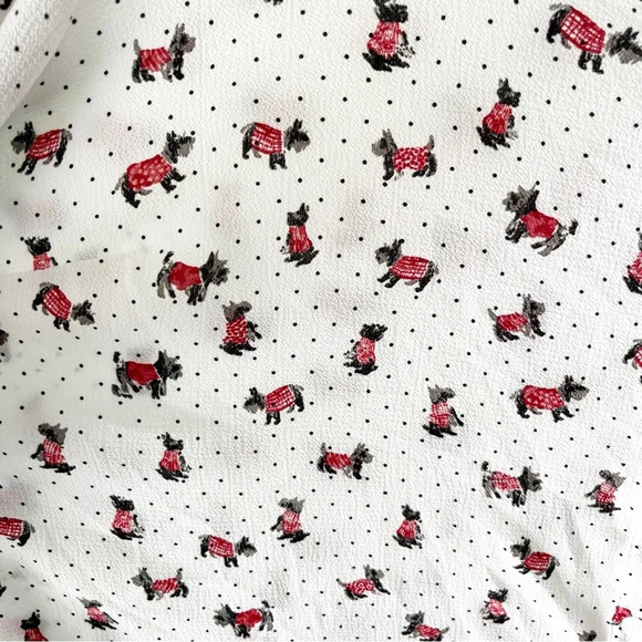 Catherine's Blouse Women's 2X Scottish Terrier Dog Print Button Down Dot 3/4 Top - Picture 7 of 9